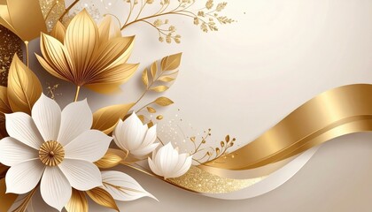 Elegant floral design with gold accents art background decorative content minimalist style aesthetic appeal modern concept