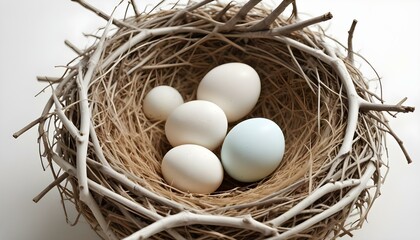 A bird's nest filled with eggs, creating a beautiful scene of nature and new life.