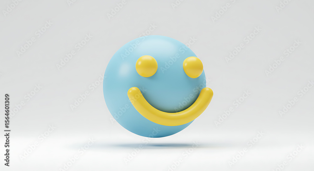 Fototapete a cheerful blue smiley face rendered in d with bright yellow features conveys happiness and positivi