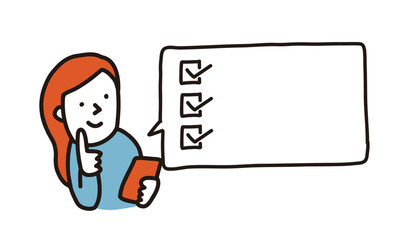 スマートフォンでメモを確認する女性