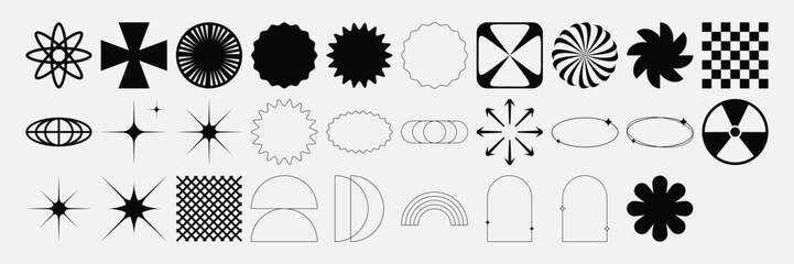 set of y2k shapes vector