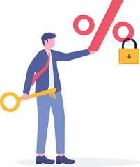 Fixed interest rate, mortgage or loan, fixed cost or constant price,

