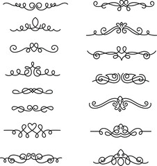 Hand drawn calligraphic flourish dividers