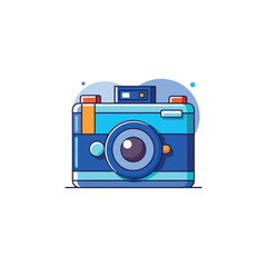 A drawing of a camera with a blue top and a blue top