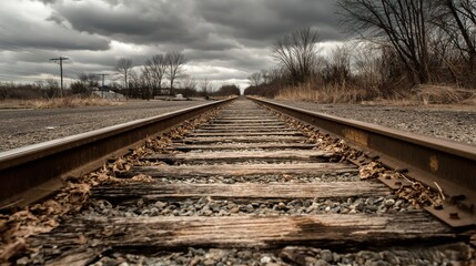 Endless Railway Under Moody Skies