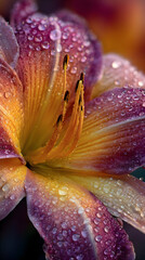 Morning Kiss: A Dew-adorned Petal in Nature's Embrace Capturing the Essence of Simplicity and Elegance