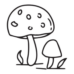 a couple of mushroom cartoon line art vector