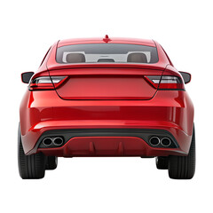 red car back view isolated on white