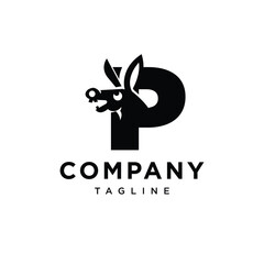 Letter P Crazy Donkey Logo Icon