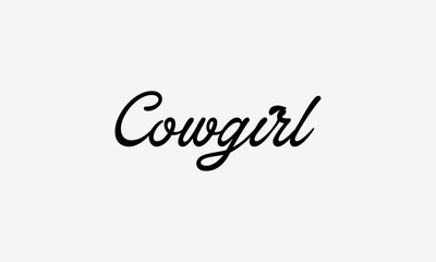 COWGIRL Lettering Handwritten Script Minimalist Vintage Western Typography Vector Design