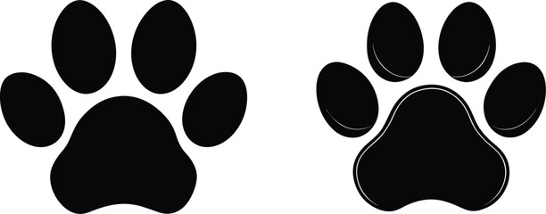 Cat and dog Paw. Silhouette vector illustration