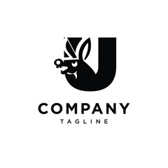Letter U Crazy Donkey Logo Icon