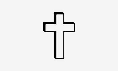 Cross Religious Christian Symbol Black White Vector Illustration Design