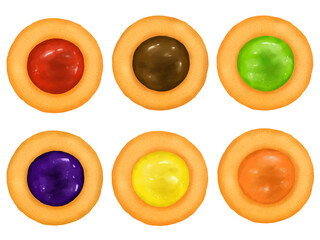 宝石みたいでカラフルな丸いサクサクジャムクッキーセット