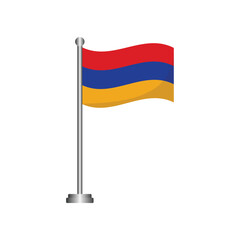 Armenia Flag Waving on Flagpole Vector