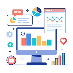 Obraz premium Digital marketing analytics and data visualization on computer screen