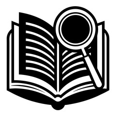 book and magnifying glass