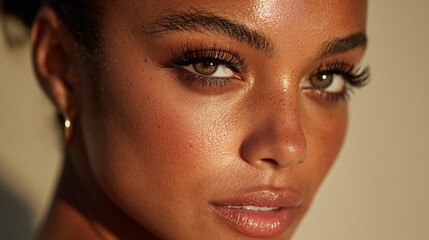 Close-up Portrait of a Model with Wispy Hair and Beautiful Skin