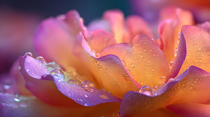 Morning Kiss: A Dew-adorned Petal in Nature's Embrace Capturing the Essence of Simplicity and Elegance