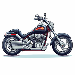 Stylized Cruiser Motorcycle with Flame Decal and Chrome Exhaust Pipes