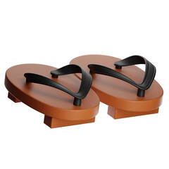 3d illustration of traditional japanese geta sandals on transparent background