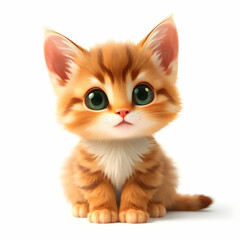 Adorable ginger kitten sitting sweetly
