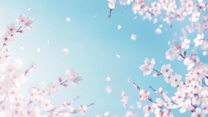 青空のふわふわの桜の背景　Generative AI