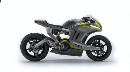 Obraz premium Sleek electric motorcycle with avant-garde design in a studio setting showcasing its modern aesthetic and innovative engineering offering a glimpse into the future of urban mobility