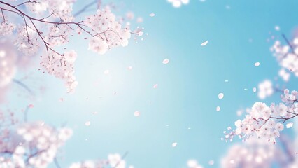 青空のふわふわの桜の背景　Generative AI