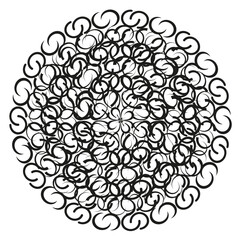 Circular swirl cluster. Dense loop pattern. Spiral shape Vector. Dynamic ring symbol.