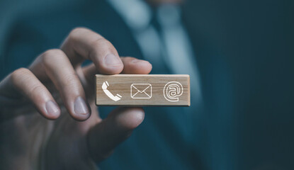 icon for call, phone, message, and email for customer service. Contact Us Concept, help from support of corporate business. Contact and communicate with clients on internet online