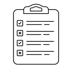 Icon tablet with paper clip. Symbol for check or task tracker. Coach's tactical board. Register or terms of reference.