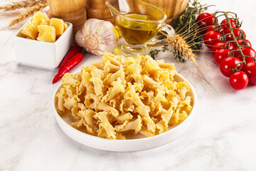 Raw dry Italian pasta - campanelle