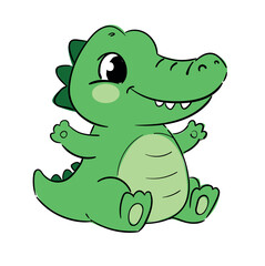 Hand Drawn Cute cartoon crocodile isolated vector illustration