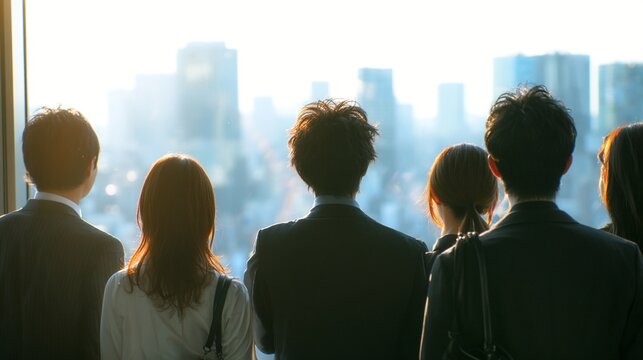 ビジネスチームの後ろ姿｜チーム,未来,展望,ビジネス,成長