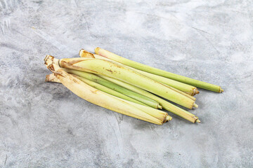 Green organic lemongrass stem heap