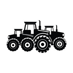 Obraz premium Three tractors arrangement black silhouette vector illustration