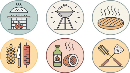 Grill Chicken icon design, Grill Illustration vector design, Set of grill vector design