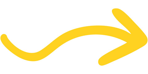 Vector illustration of Single line hand drawn arrow 5 (yellow)