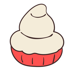 Christmas cupcake hand drawn illustration