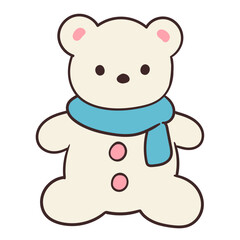 Cute bear with scarf hand drawn illustration