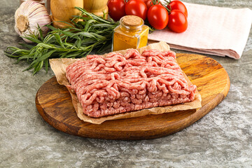 Raw uncooked red minced meat