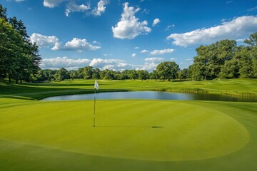Obraz premium golf course with lake