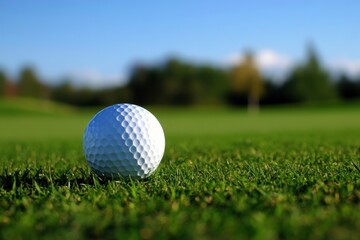 Obraz premium golf ball on green grass in the morning