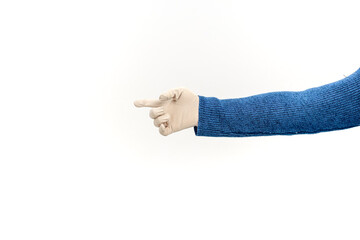 Hand in Glove Pointing Right - Isolated Shot Emphasizing Direction and Protection