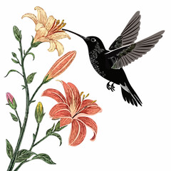 Obraz premium bird and flowers