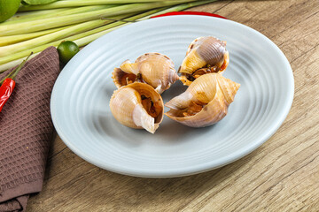 Snails baked with garlic and spices