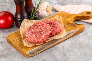 Raw round beef cutlet minced meat