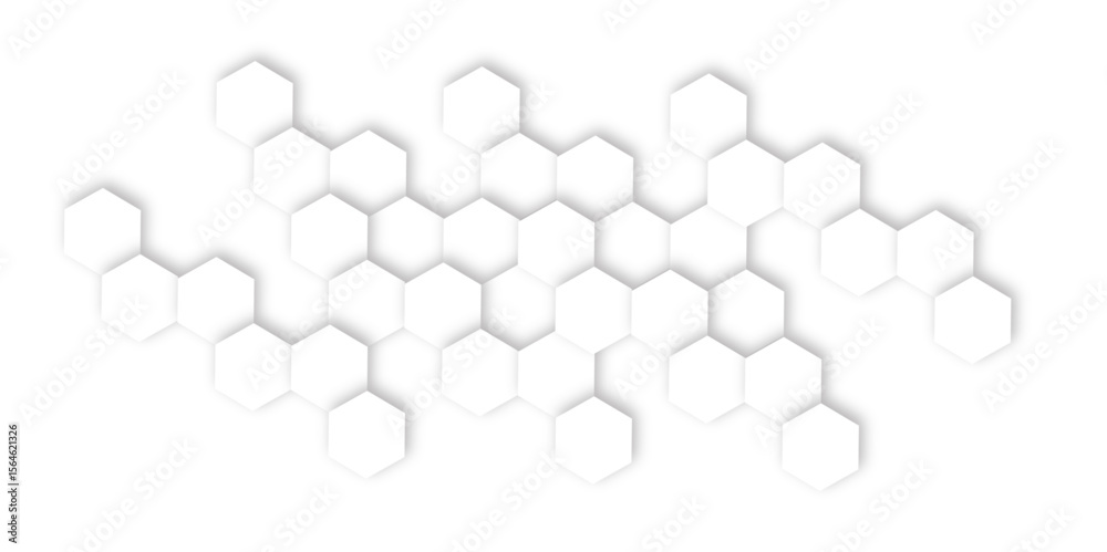 Poster abstract light grey and white hexagon 3d effect pattern with shadow seamless texture background. use