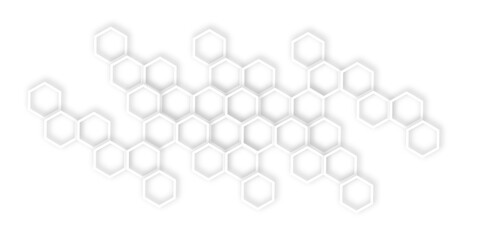 Abstract geometric technology 3d white light structure technology out line hexagon polygonal honeycomb luxury pattern vector background.	